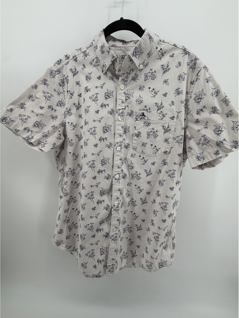 Original Penguin Men’s Medium Floral Button Up Shirt Short Sleeve Botanical